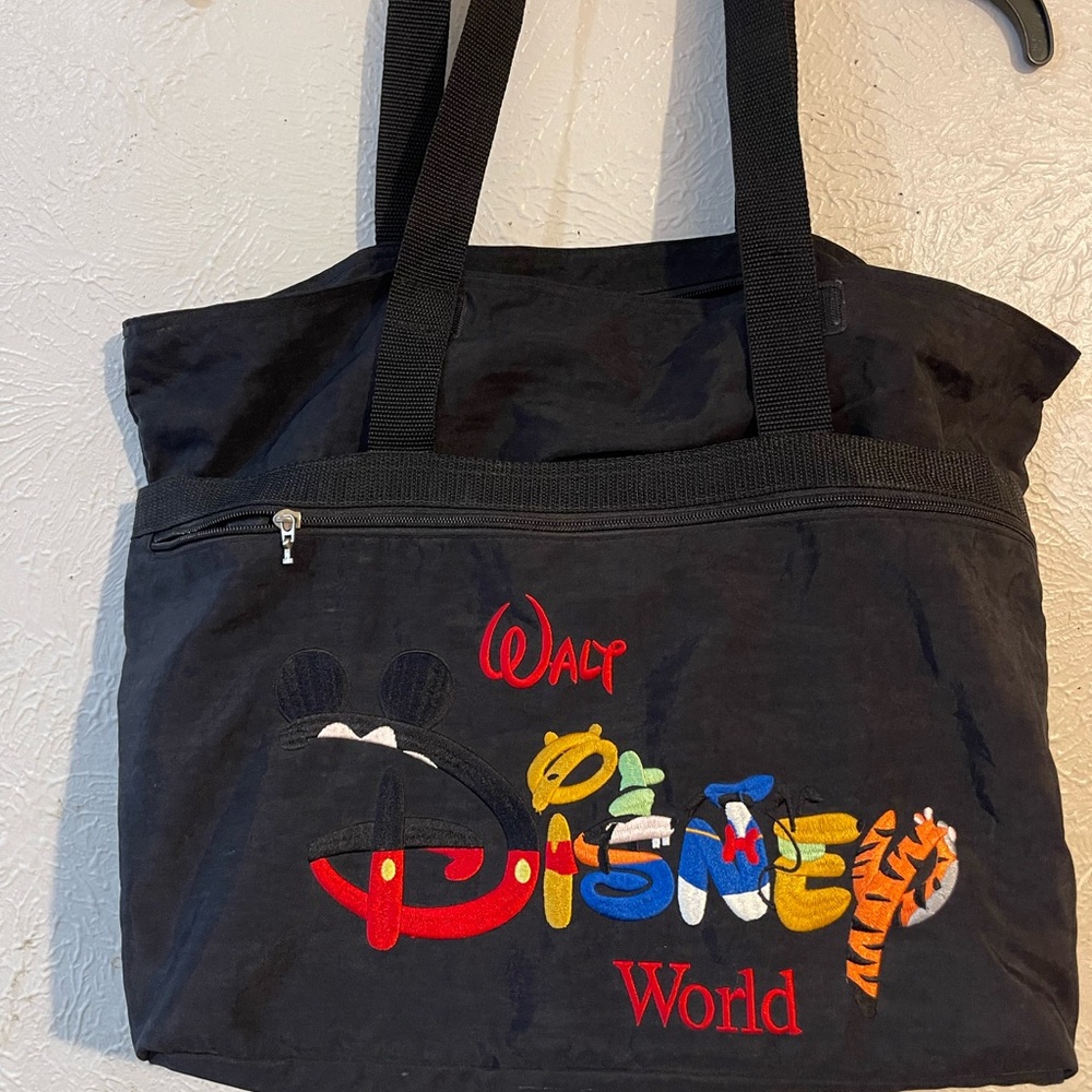 Disney Black Tote with Colorful Embroidered Walt Disney World Logo
